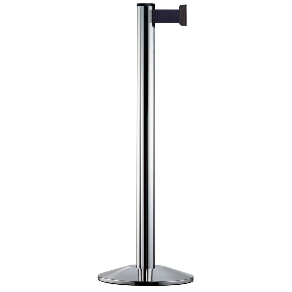 Produktabbildung: Personen-Leitsystem Classic, Ständer verchromt, Gurtfarbe navy
