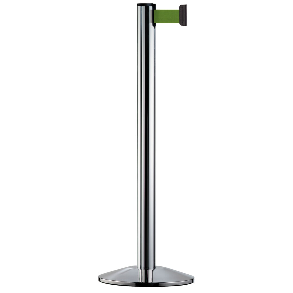Produktabbildung: Personen-Leitsystem Classic, Ständer verchromt, Gurtfarbe grün