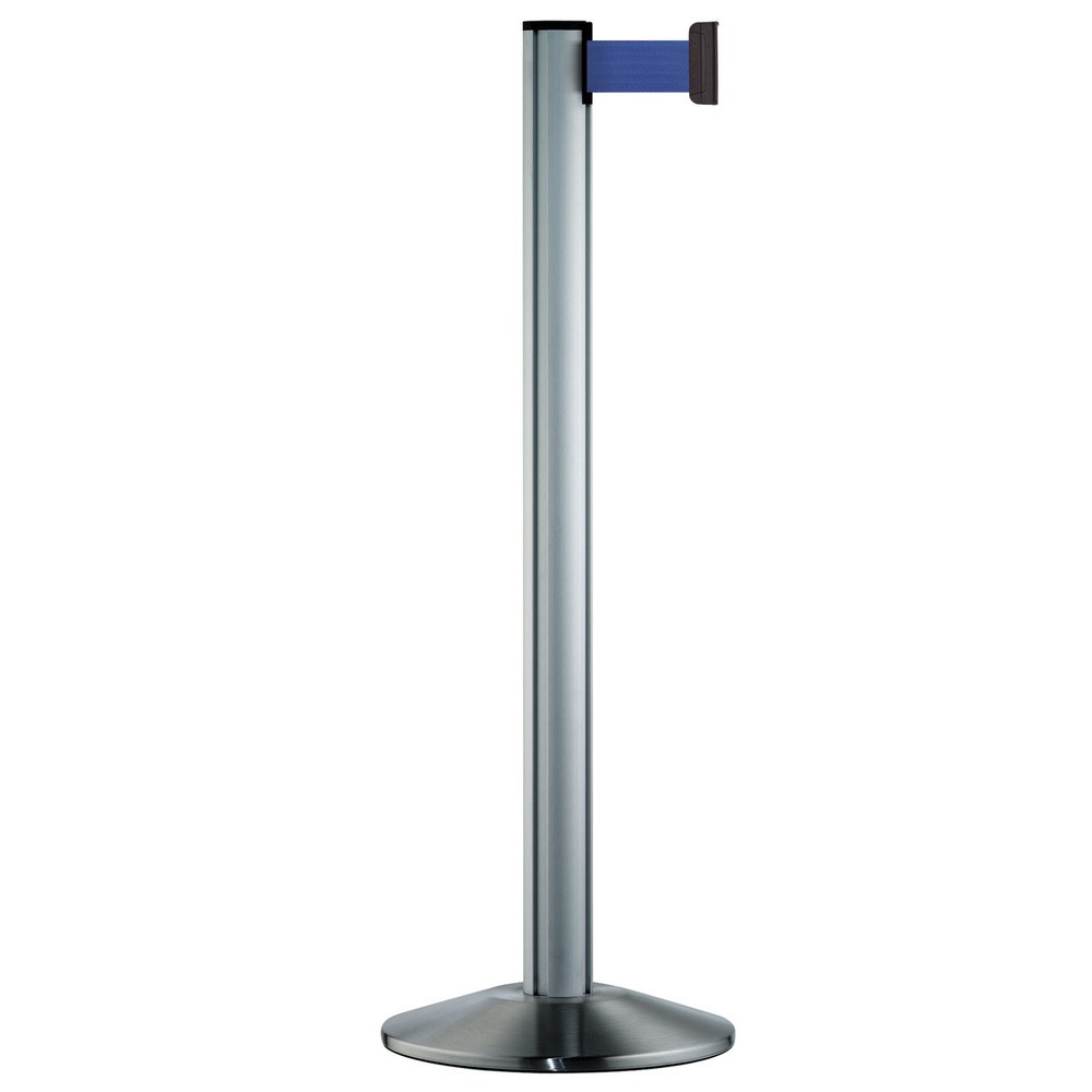 Produktabbildung: Personen-Leitsystem Extend, Ständer satiniert, Gurtfarbe blau