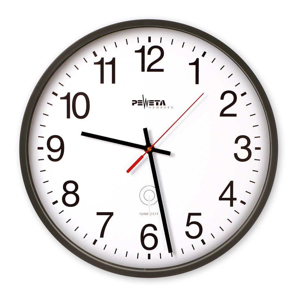 Produktabbildung: PEWETA Funk-Wanduhr DCF77 Typ 130, Ø 250 mm, schwarz