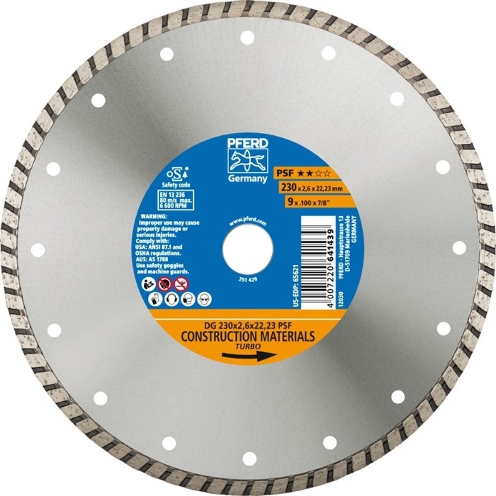 Produktabbildung: PFERD Diamant-Trennschleifscheibe, Durchmesser 230 mm Bohrung 22,23 mm