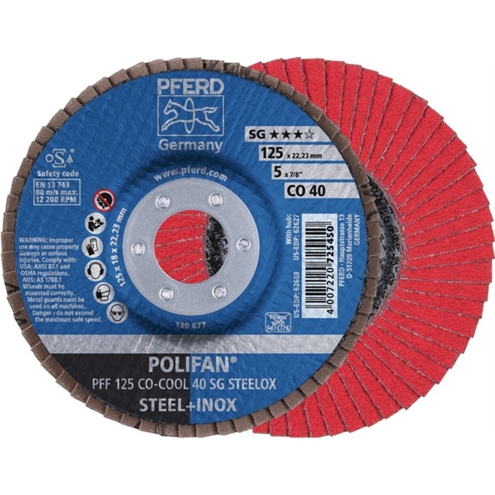 Produktabbildung: Fcherscheibe POLIFAN COCOOL SG STEELOX D125mm K40 konINOX CO