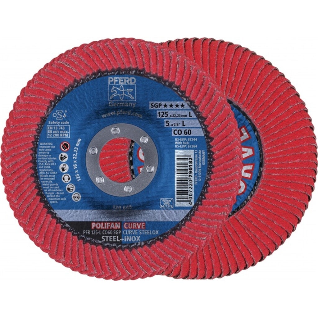 Produktabbildung: Fcherscheibe POLIFAN CO SGP CURVE STEELOX D125mm K60 kon Keramikkorn M