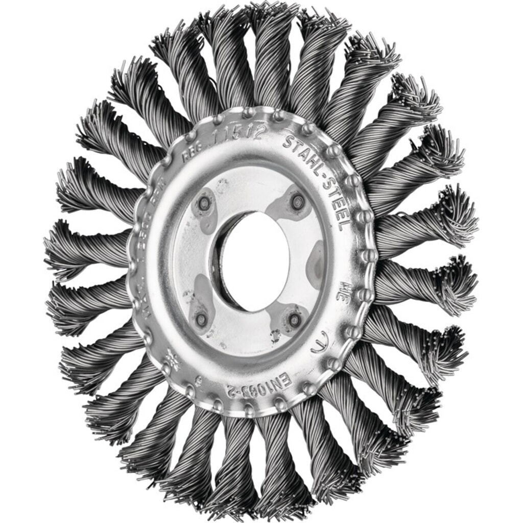 PFERD Rundbürste RBG 11512/22,2 ST 0,50, Stahl 12 mm 12500 min-¹, Ø 115 mm Drahtstärke 0,5 mm Produktabbildung: PFERD Rundbürste RBG 11512/22,2 ST 0,50, Stahl 12 mm 12500 min-¹, Ø 115 mm Drahtstärke 0,5 mm