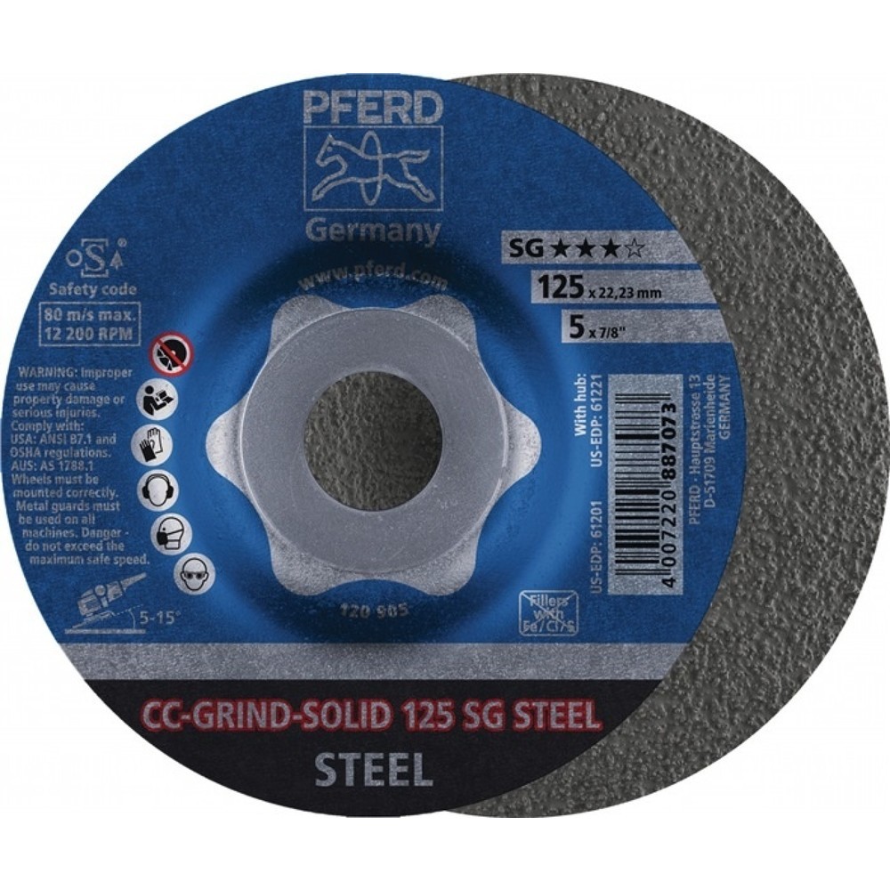 Produktabbildung: PFERD Schruppscheibe CC-GRIND-SOLID SG STEEL D125xSmm gekr.STA