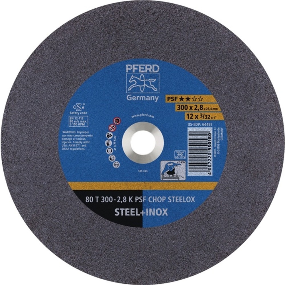 Produktabbildung Nr. 2: PFERD Trennscheibe PSF CHOP STEELOX D300x2,8mm ger.Stahl/INOX Bohr.25,4mm