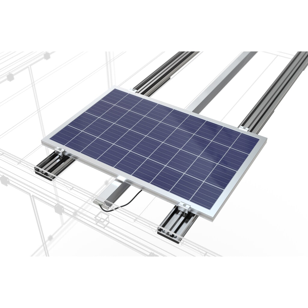 Produktabbildung: Photovoltaiksystem und Beleuchtung für wsm® Raucherunterstand, Montage im Werk