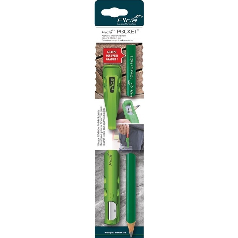 Produktabbildung Nr. 1: PICA Köcher Pocket, mit Spitzmesser, für Blei-/Markierstifte, mit 1 Steinhauerbleibstift
