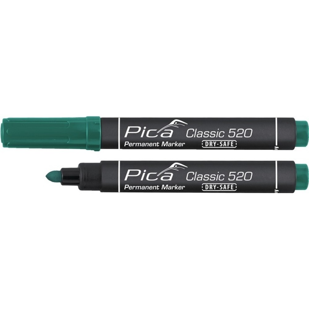 Produktabbildung: PICA Permanentmarker Classic, Strichbreite 1 - 4 mm, grün, Rundspitze