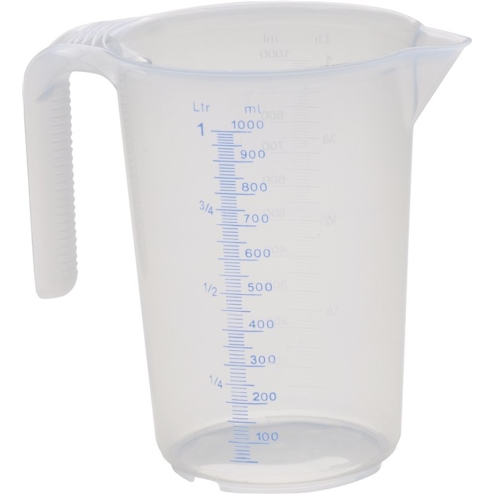 N° de l'image du produit 2 : Pichet doseur 1000 ml polypropylène transparent D117xH165 mm poignée ouverte HÜN