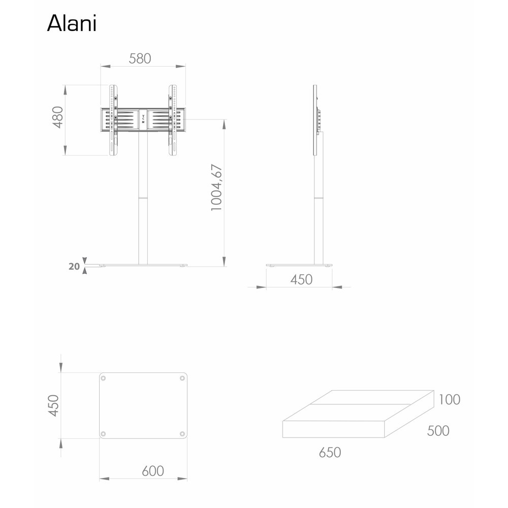 N° de l'image du produit 4 : Pied TV VCM Alani, argent