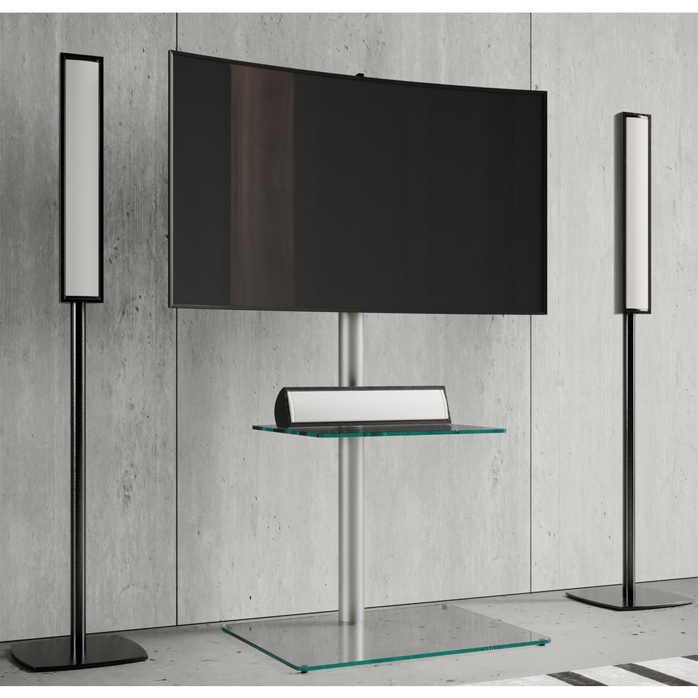 N° de l'image du produit 2 : Pied TV VCM Alani avec plateau intermédiaire, argent