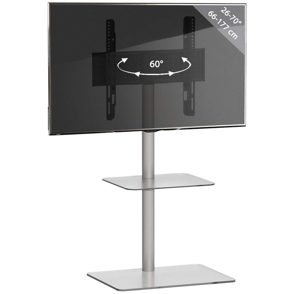 N° de l'image du produit 4 : Pied TV VCM Alani avec plateau intermédiaire, argent