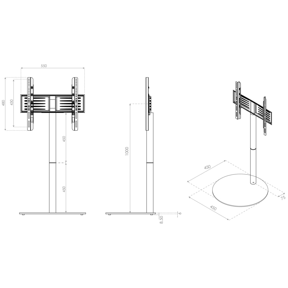 N° de l'image du produit 5 : Pied TV VCM Cirla, blanc
