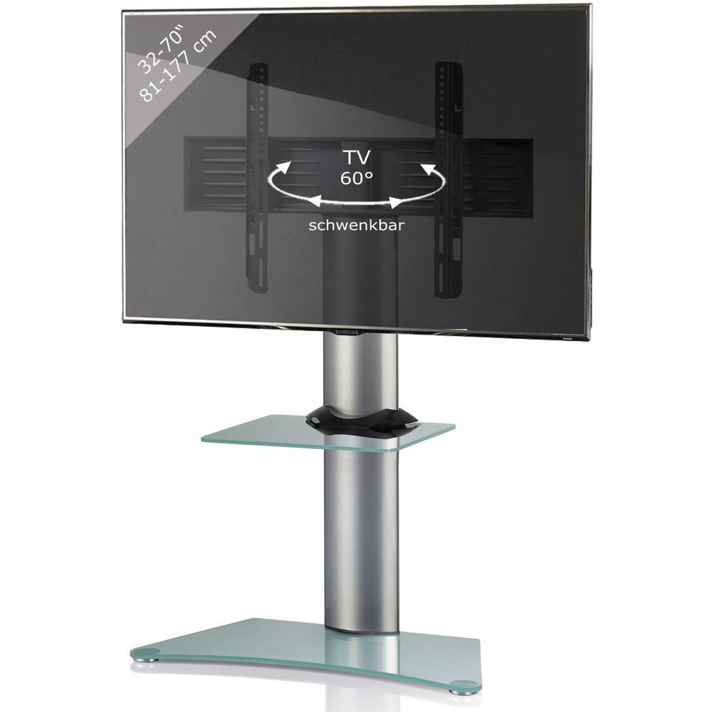 N° de l'image du produit 3 : Pied TV VCM Zental avec plateau intermédiaire, argent