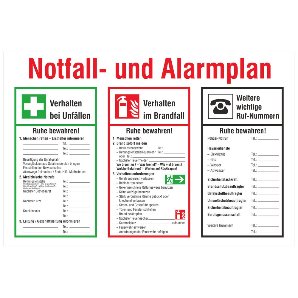 Illustration du produit: SafetyMarking® Plan d’urgence et d’alarme, H x l 400 x 600 mm, plastique