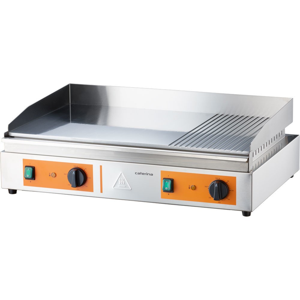 Illustration du produit: Plaque de cuisson CATERINA Stalgast, 720 x 460 x 240 mm, 2/3 lisse et 1/3 rainurée, 3,5 kW 230 V