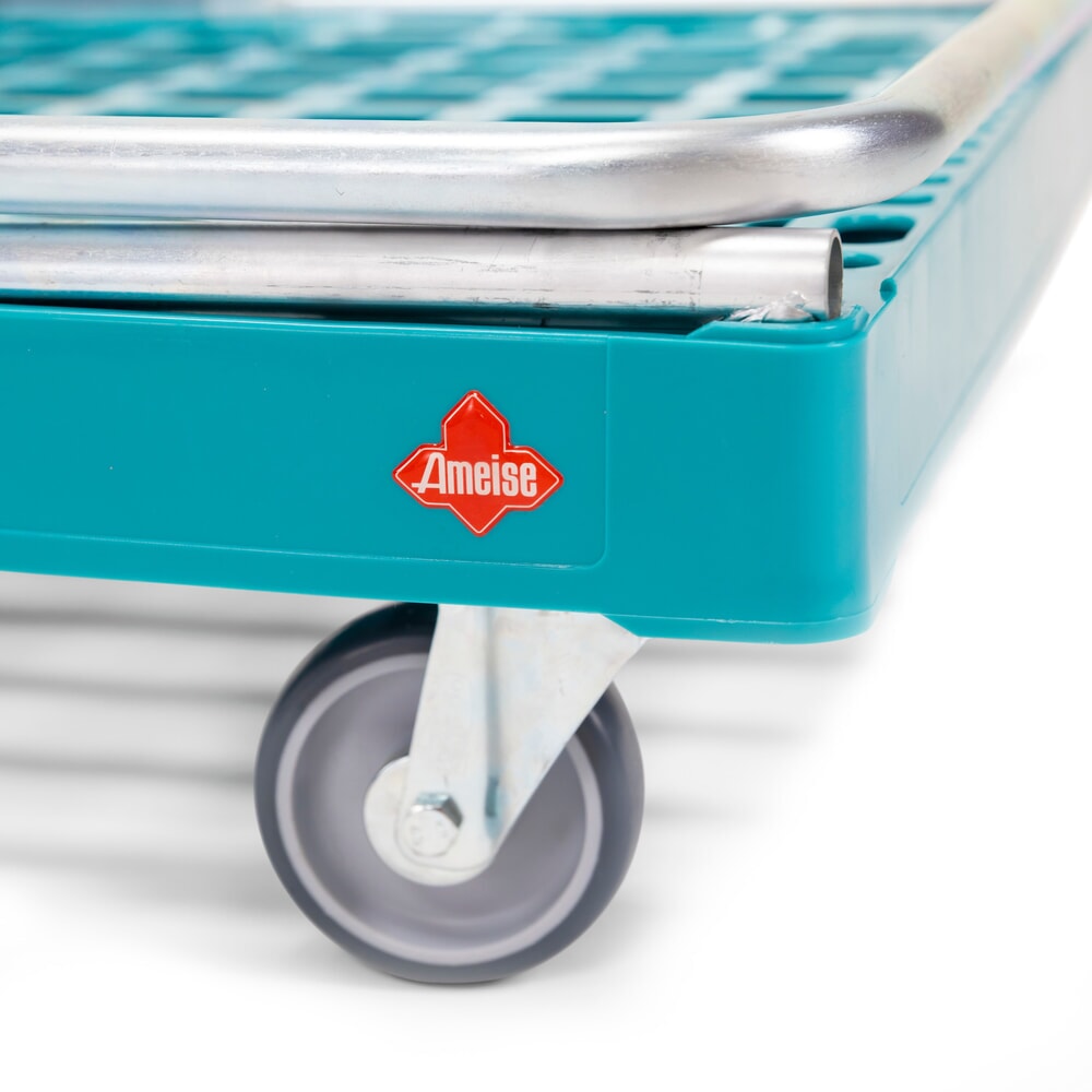 N° de l'image du produit 6 : Ameise® Plateau à roulettes avec dossier de poussée, capacité de charge 300 kg, 2 roues fixes et 2 roues directrices