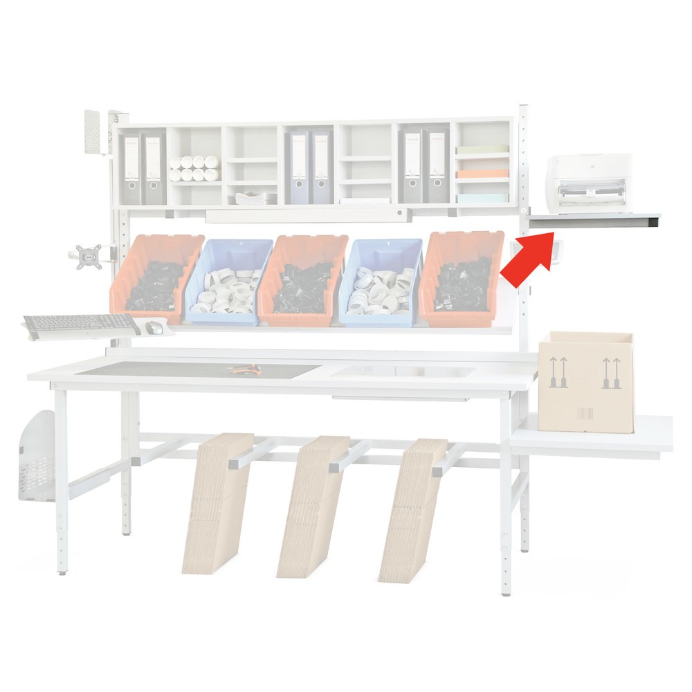 Illustration du produit: Plateau de rangement latéral, pour table d'emballage, hxl 550 x 450 mm, gris clair
