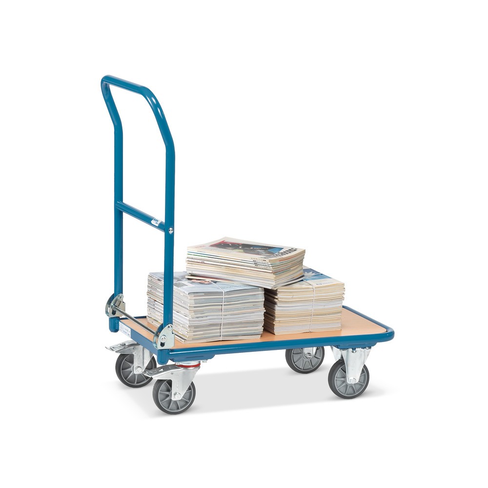 Číslo obrázku produktu 6: Plošinový vozík fetra® s dřevěnou ložnou plochou, sklápěcí opěry, ŠxH 600 x 900 mm, nosnost 250 kg