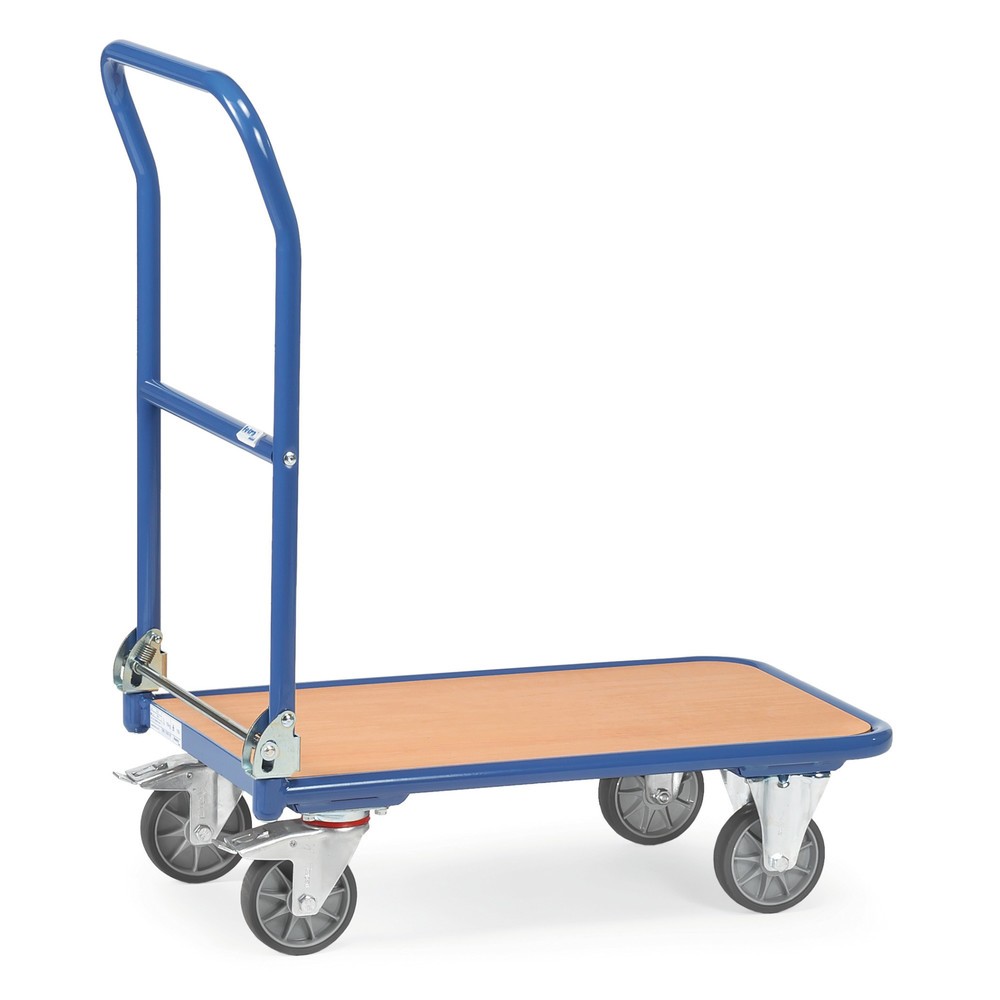 Číslo obrázku produktu 5: Plošinový vozík fetra® s dřevěnou ložnou plochou, sklápěcí opěry, ŠxH 600 x 900 mm, nosnost 250 kg