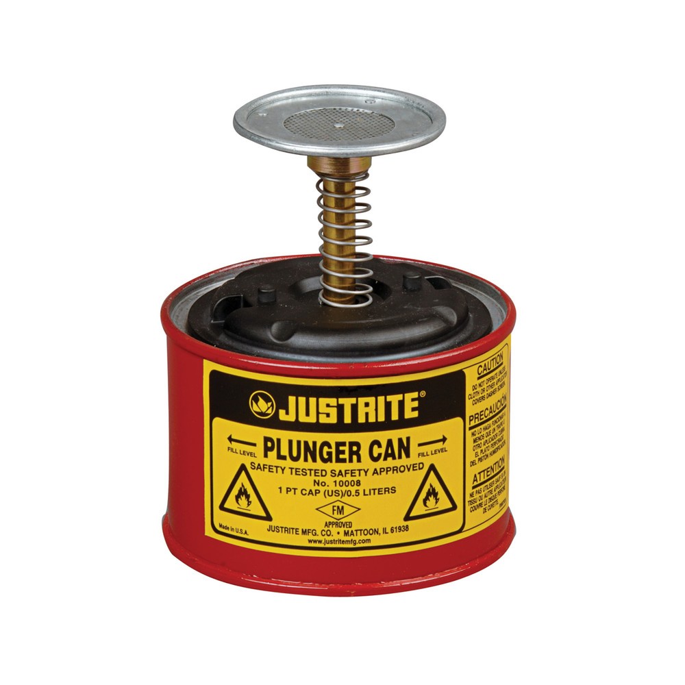 Product afbeelding: Justrite plunjerkan van plaatstaal, rood, 0,5 liter