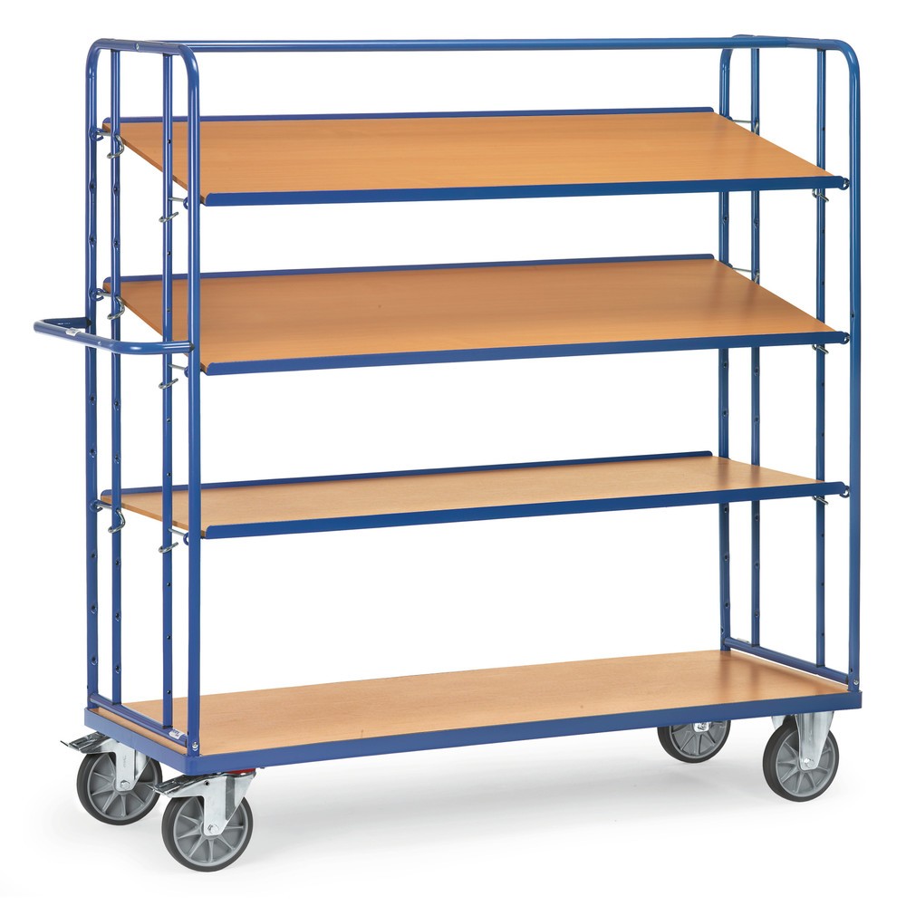 Obrázok výrobku: Podlahový vozík Eurobox fetra®, nosnosť 500 kg, 4 úrovne 1 650 x 610 mm