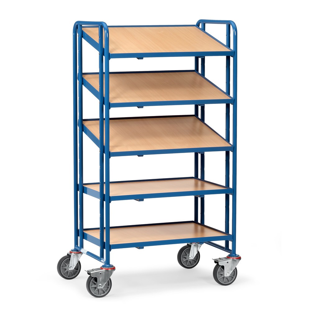 Obrázok výrobku: Podlahový vozík Eurobox fetra®, s policami, nosnosť 300 kg, 5 podlaží à 820 x 610 mm