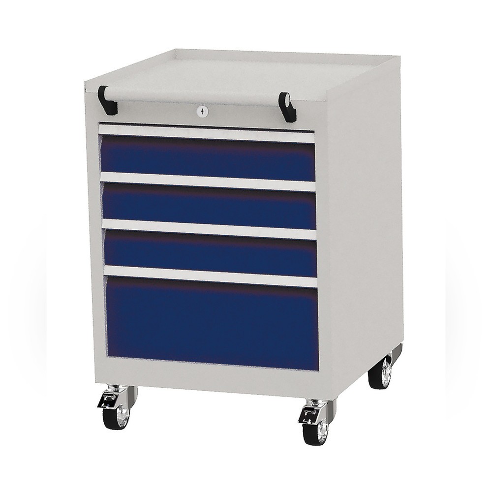 Zdjęcie produktu nr 1: Pojemnik na kółkach Bedrunka+Hirth, udźwig szuflad 50 kg, pełny wysuw, wys. x szer. x gł. 805 x 530 x 500 mm, niebieski kobaltowy