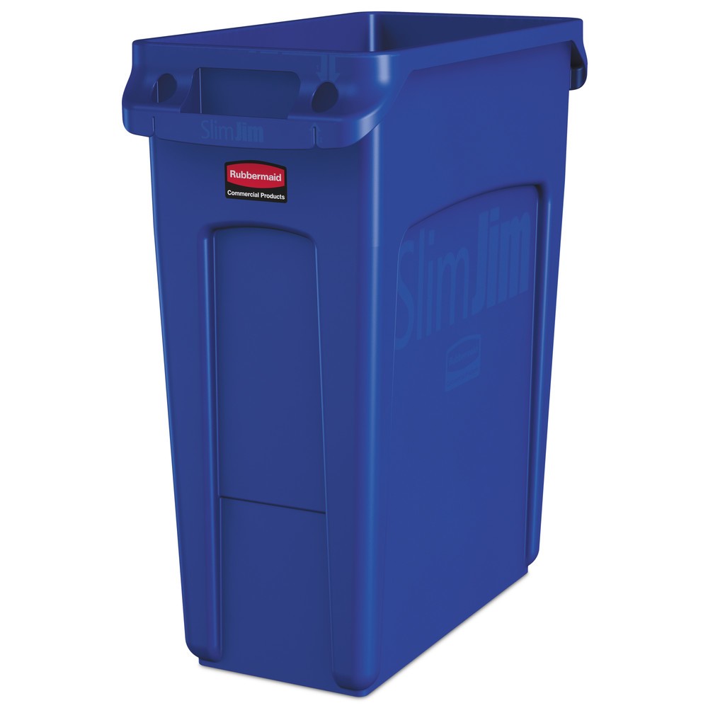 Zdjęcie produktu: Pojemnik na surowce wtórne Rubbermaid® Slim Jim® z kanałami wentylacyjnymi, 60 l, niebieski