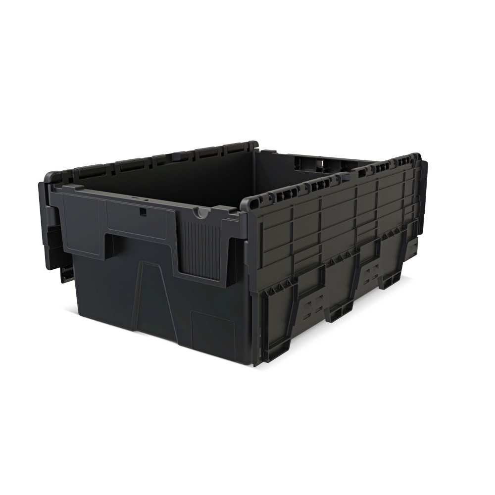 Zdjęcie produktu nr 3: Europojemnik Alpha wykonany z regranulatu PP z pokrywą, czarny, 40 l, wys. x szer. x gł. 250 x 600 x 400 mm