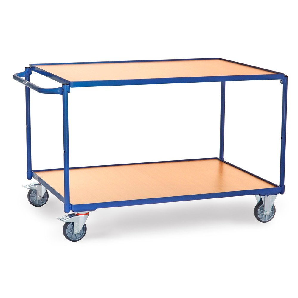 Obrázek produktu: Pojízdný stolek fetra®, nosnost 300 kg, 2 patra à 1200 × 800 mm, vodorovné posuvné madlo