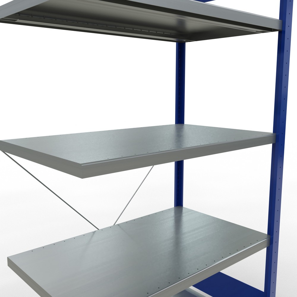 Číslo obrázku produktu 5: Policový regál SCHULTE, zasouvací montáž, přídavné pole, nosnost police 330 kg, hořcová modř/pozink, VxŠxH 2000 x 1000 x 600 mm