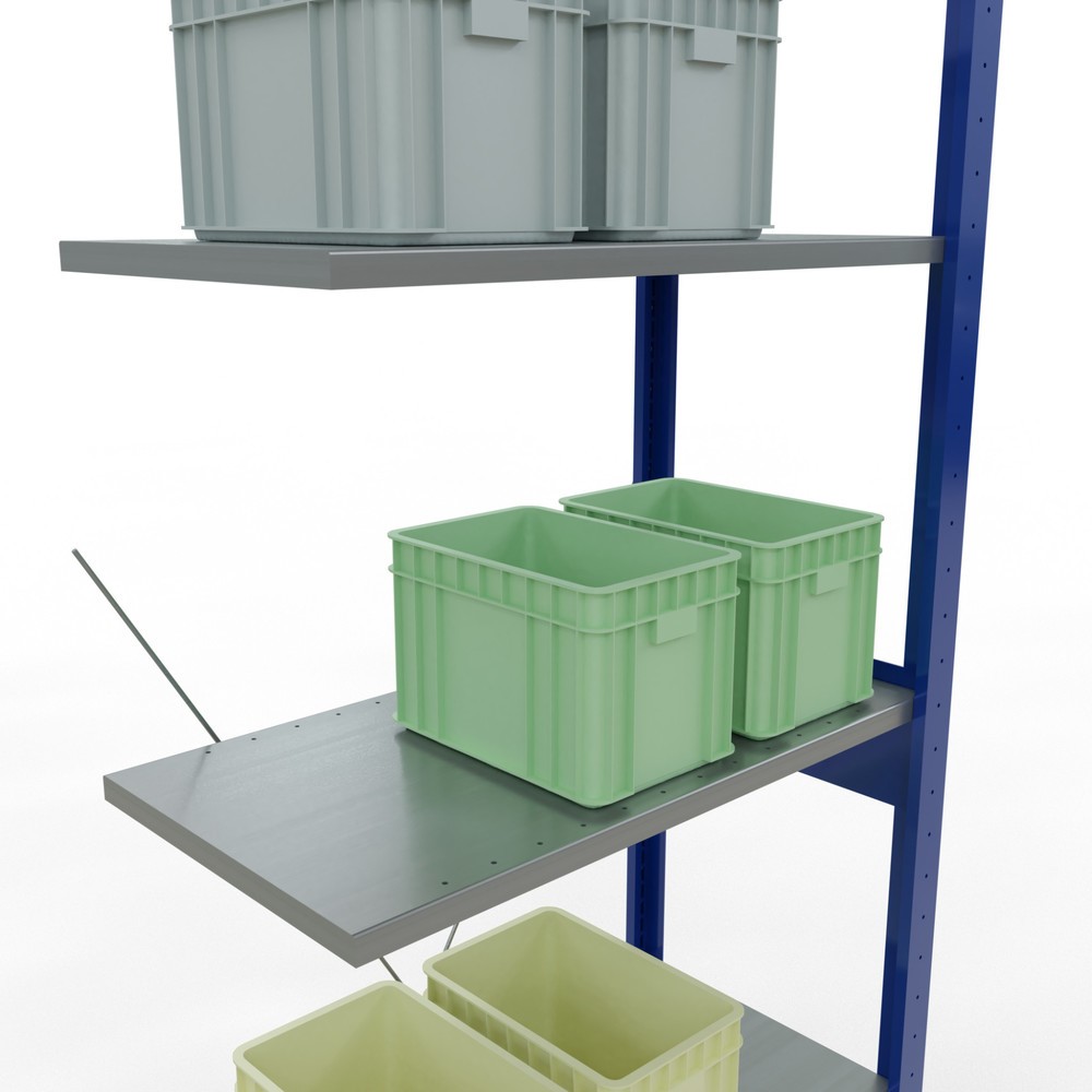 Číslo obrázka výrobku 4: Policový regál SCHULTE, nadstavbové pole, enciánovomodrá/pozinkovaný, zaťaženie police 150 kg, v × š × h 2 500 × 750 × 400 mm