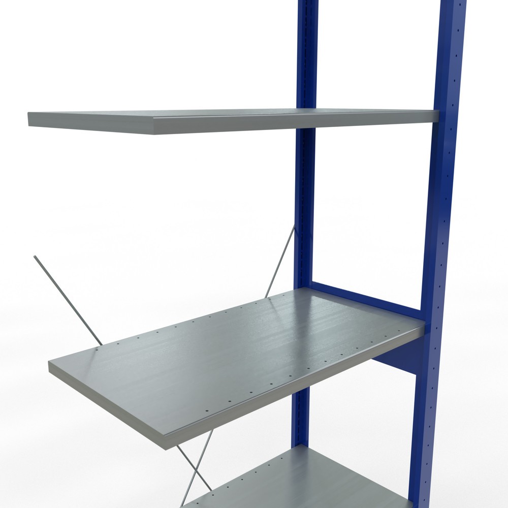 Číslo obrázka výrobku 5: Policový regál SCHULTE, nadstavbové pole, enciánovomodrá/pozinkovaný, zaťaženie police 150 kg, v × š × h 2 500 × 750 × 400 mm