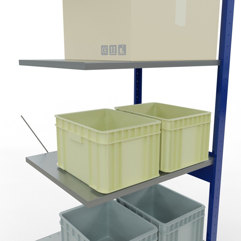 Číslo obrázka výrobku 4: policový regál SCHULTE, prídavné pole, horca modrá/galvanizovaný, nosnosť regálu 150 kg, V x Š x H 2 500 x 750 x 600 mm