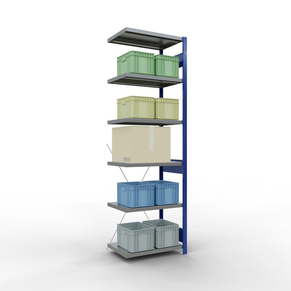 Číslo obrázka výrobku 3: policový regál SCHULTE, prídavné pole, horca modrá/galvanizovaný, nosnosť regálu 250 kg, V x Š x H 2 500 x 750 x 500 mm
