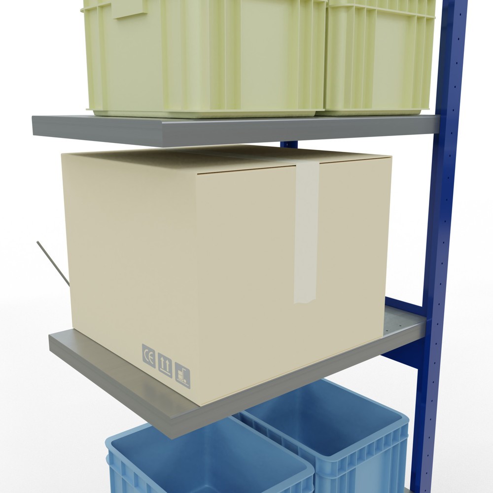 Číslo obrázka výrobku 4: policový regál SCHULTE, prídavné pole, horca modrá/galvanizovaný, nosnosť regálu 250 kg, V x Š x H 2 500 x 750 x 500 mm