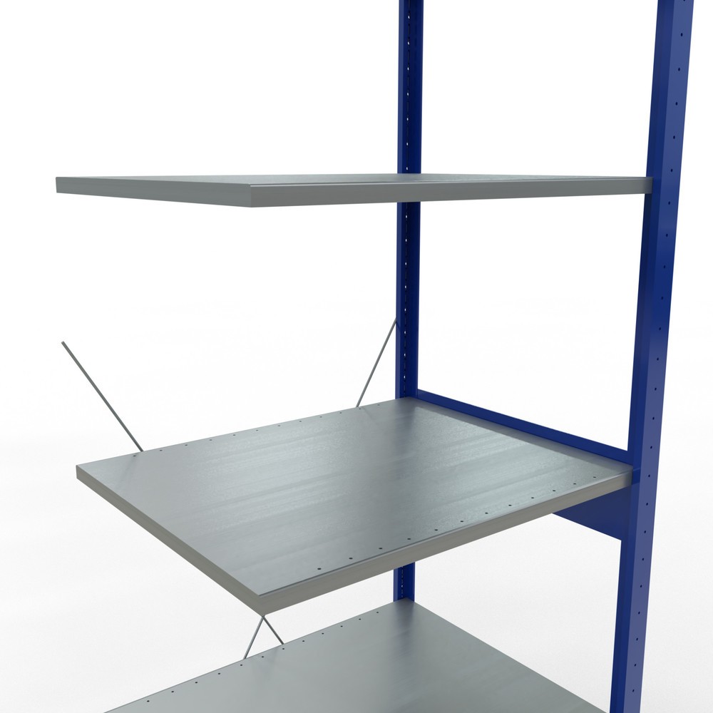 Číslo obrázku produktu 5: Policový regál SCHULTE, přídavné pole, hořcová modř/pozinkovaný, nosnost police 150 kg, VxŠxH 2500 x 750 x 600 mm