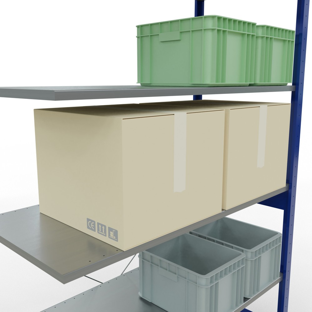 Číslo obrázku produktu 4: Policový regál SCHULTE, přídavné pole, hořcová modř/pozinkovaný, nosnost police 150 kg, VxŠxH 2500 x 1300 x 600 mm