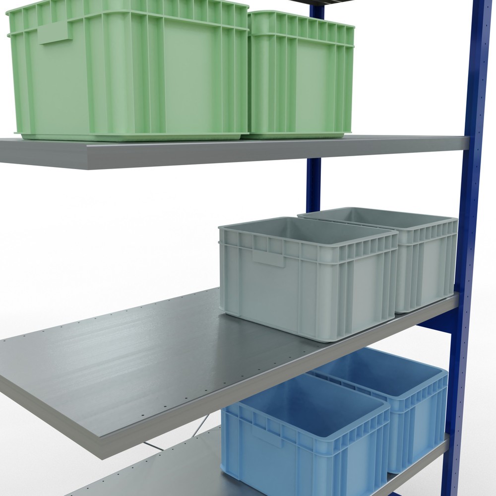 Číslo obrázku produktu 4: Policový regál SCHULTE, přídavné pole, hořcová modř/pozinkovaný, nosnost police 250 kg, VxŠxH 2500 x 1300 x 600 mm