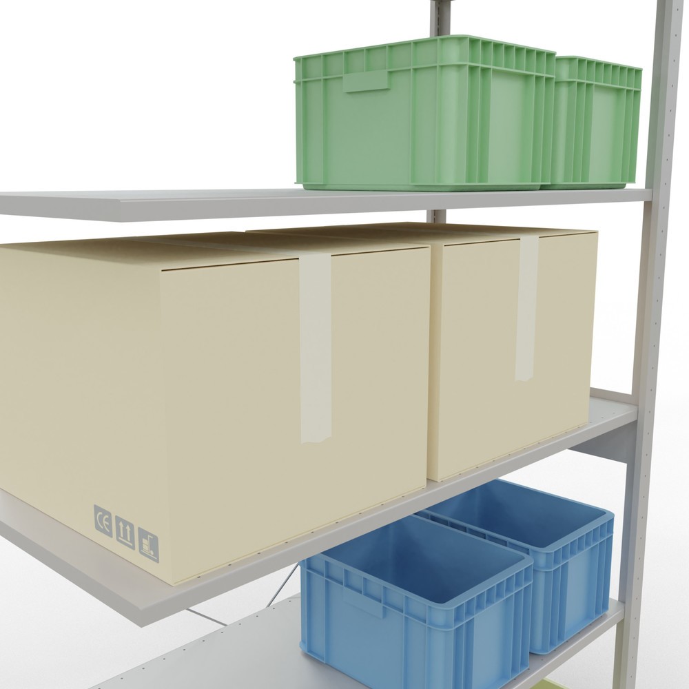 Číslo obrázku produktu 4: Policový regál SCHULTE, přídavné pole, nosnost police 150 kg, světlá šedá, VxŠxH 2500 x 1300 x 600 mm