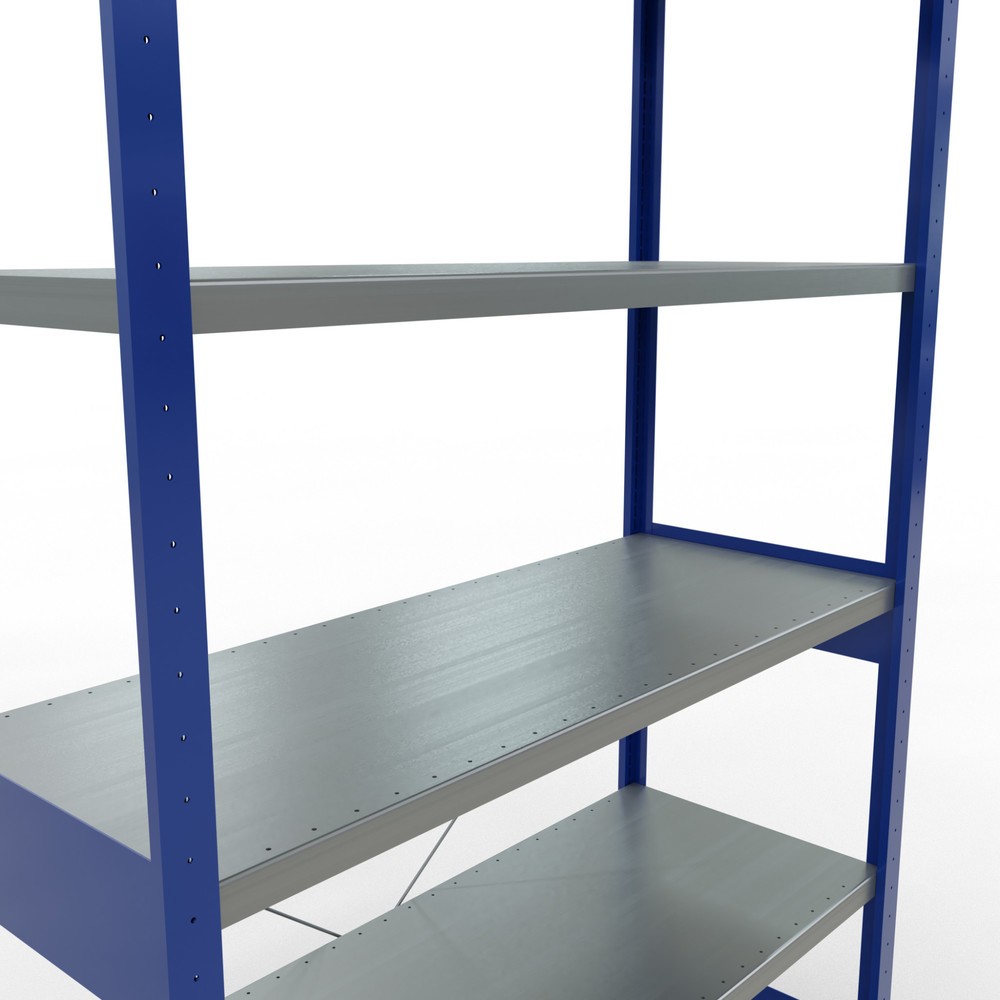Číslo obrázka výrobku 5: Policový regál SCHULTE v enciánovo modrej/pozinkovaný, zaťaženie police 250 kg, v × š × h 2 500 × 1 360 × 536 mm
