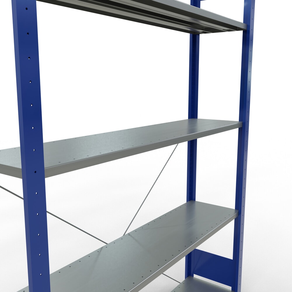 Číslo obrázku produktu 2: Policový regál SCHULTE, hořcová modř / pozink, 5 polic z ocelového plechu, nosnost police 150 kg, VxŠxH 2000 x 1 360 x 336 mm