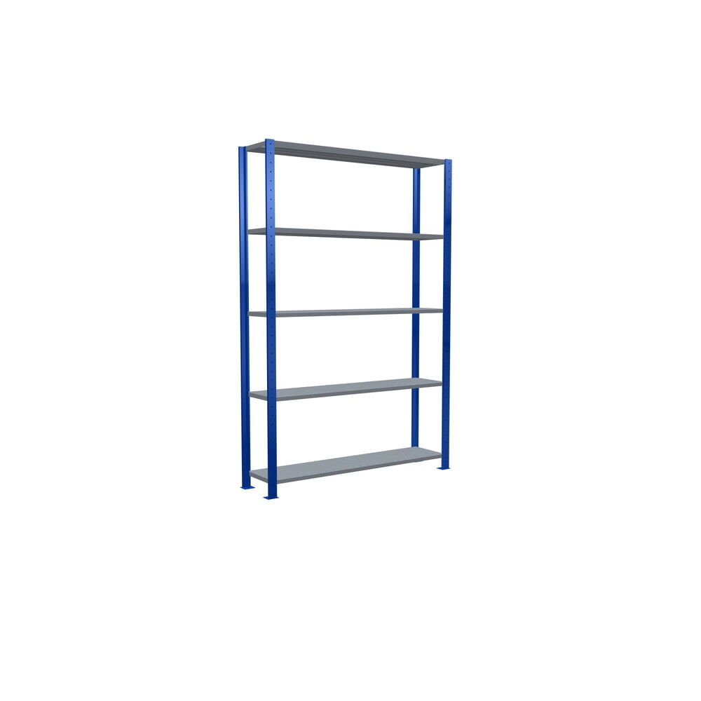 Číslo obrázku produktu 5: Policový regál SCHULTE, hořcová modř / pozink, 5 polic z ocelového plechu, nosnost police 150 kg, VxŠxH 2000 x 1 360 x 336 mm