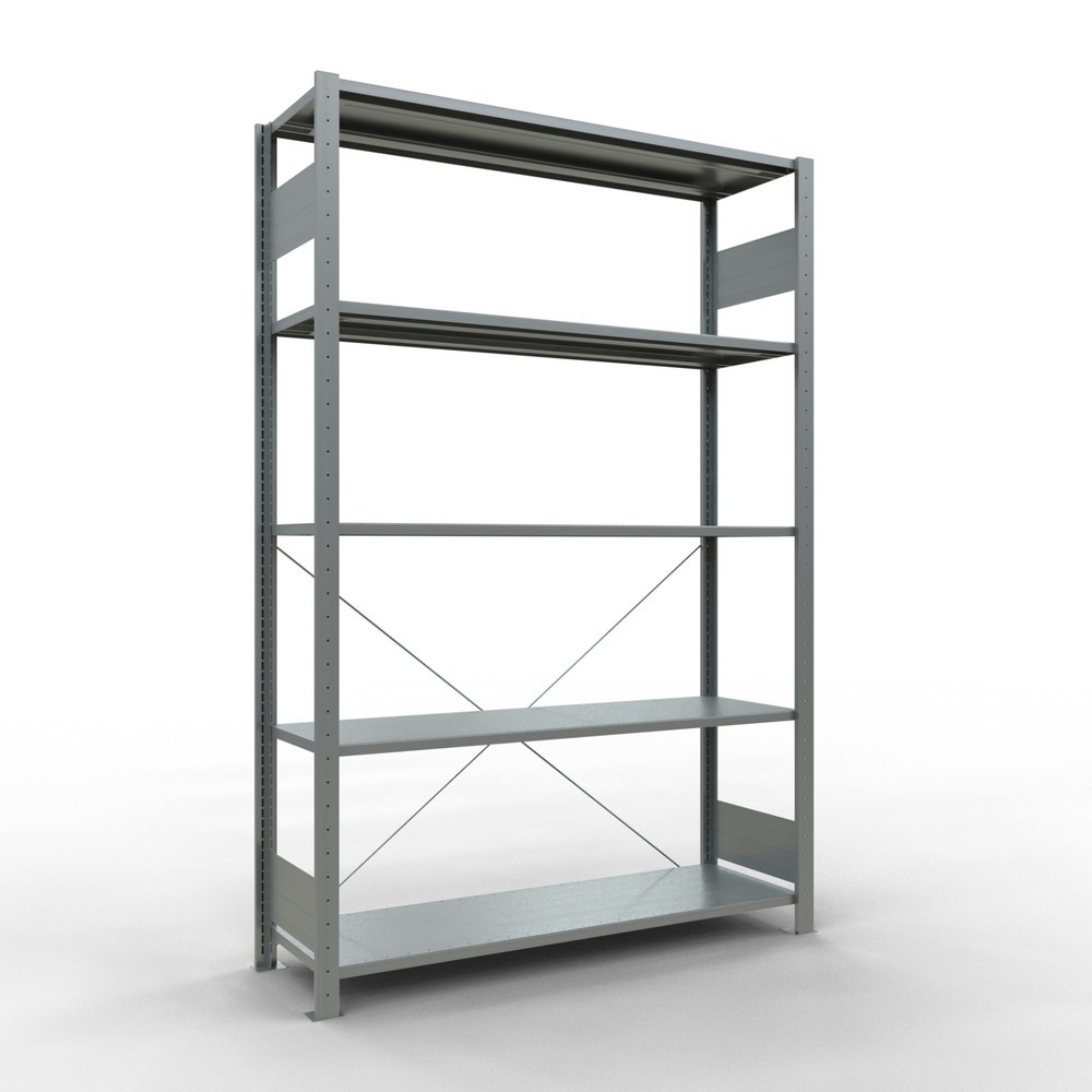 Obrázek produktu: Policový regál SCHULTE, pozink, 5 polic z ocelového plechu, nosnost police 150 kg, VxŠxH 2000 x 1360 x 436 mm