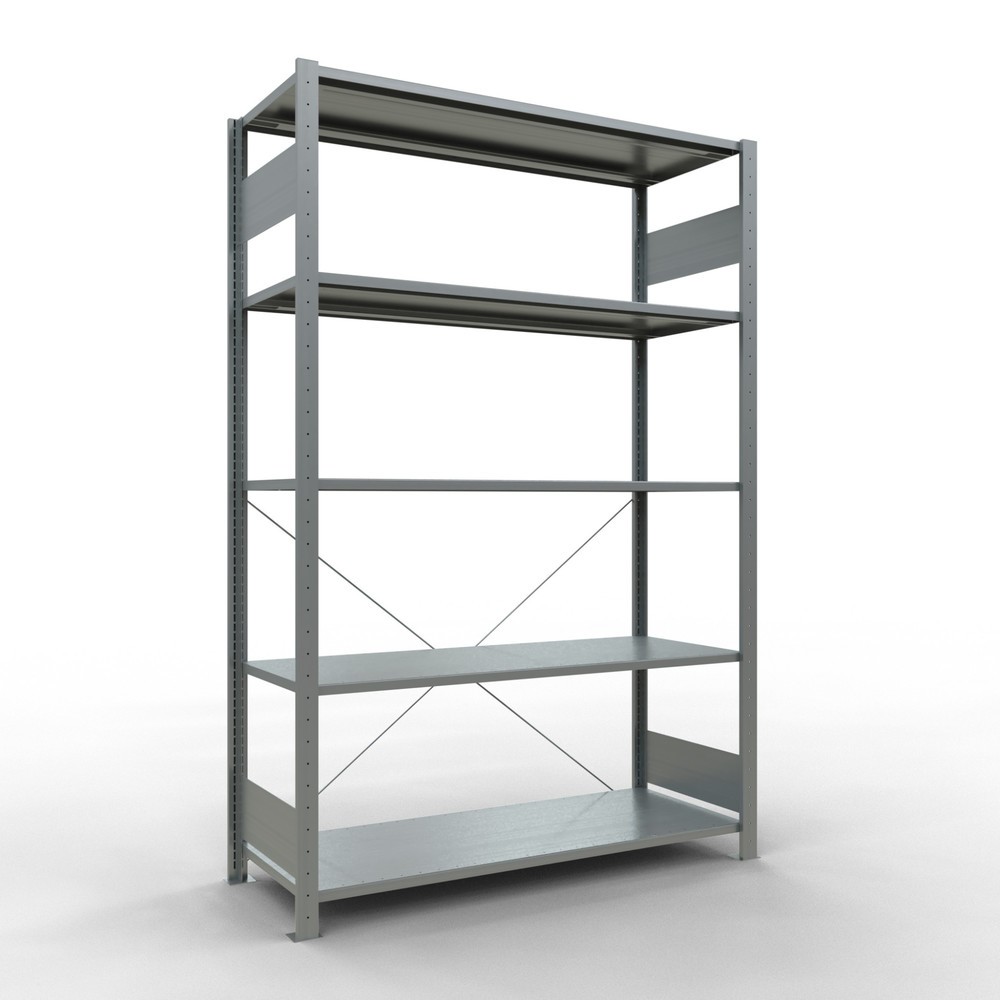 Obrázek produktu: Policový regál SCHULTE, pozink, 5 polic z ocelového plechu, nosnost police 150 kg, VxŠxH 2000 x 1360 x 536 mm