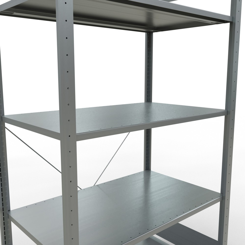 Číslo obrázku produktu 5: Policový regál SCHULTE, pozink, 5 polic z ocelového plechu, nosnost police 150 kg, VxŠxH 2000 x 1060 x 636 mm