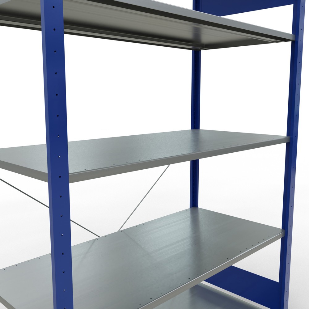 Číslo obrázku produktu 5: Policový regál SCHULTE, hořcová modř / pozink, 5 polic z ocelového plechu, nosnost police 150 kg, VxŠxH 2000 x 1 360 x 636 mm
