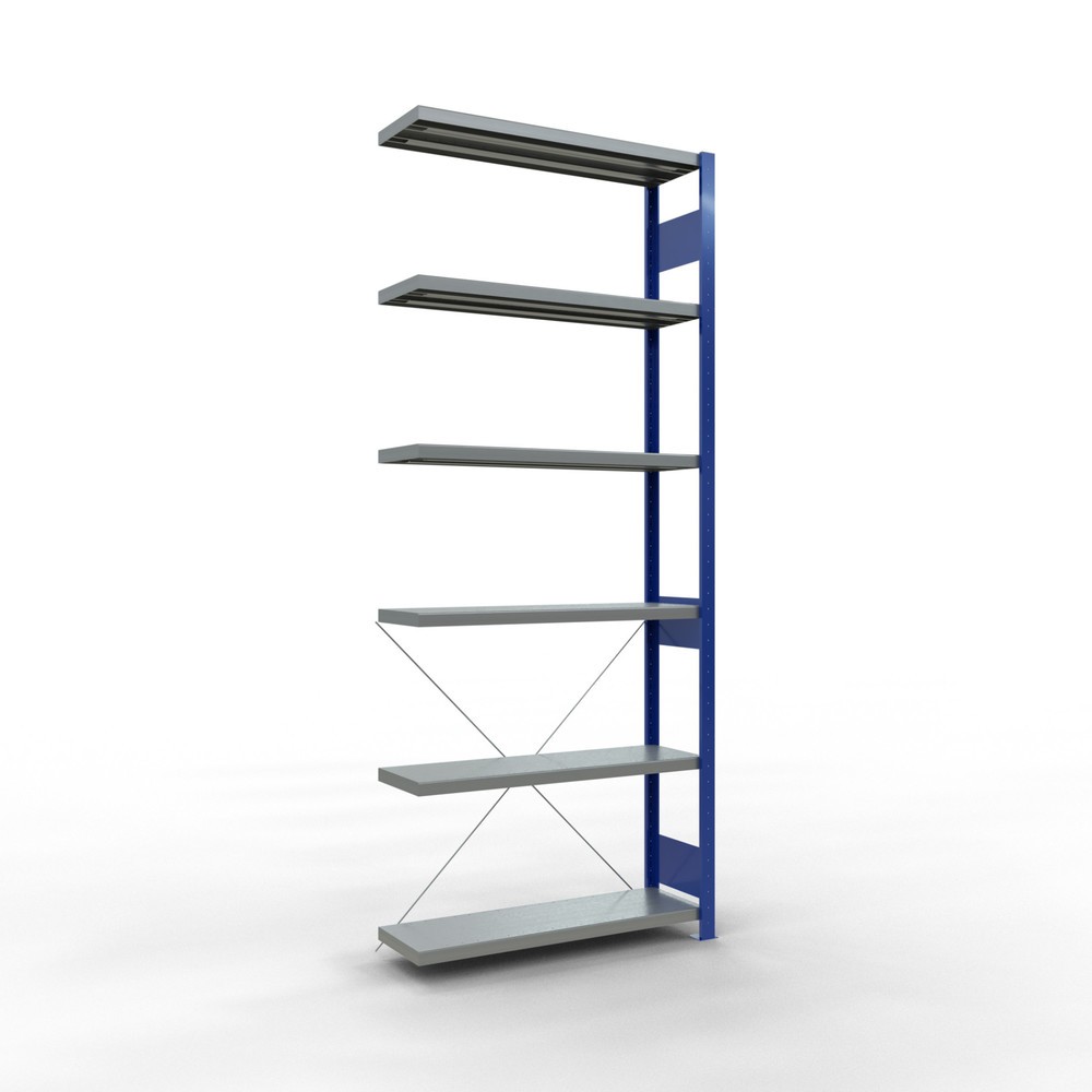 Obrázok výrobku: SCHULTE policový regál, prídavné pole, nosnosť regálu 330 kg, horca modrá/galvanizované, V x Š x H 2 500 x 1 000 x 300 mm